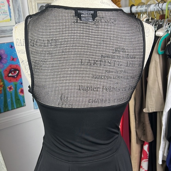 Bebe black mini dress Sz. S Sleeveless Fitted Mesh Back A-skirt - Picture 6 of 14